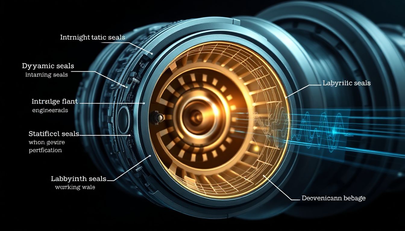 (這張圖片展示了多種現代透平機械中使用的先進密封部件，它們精密且復雜，是確保設備高效、可靠運行的關鍵技術。)